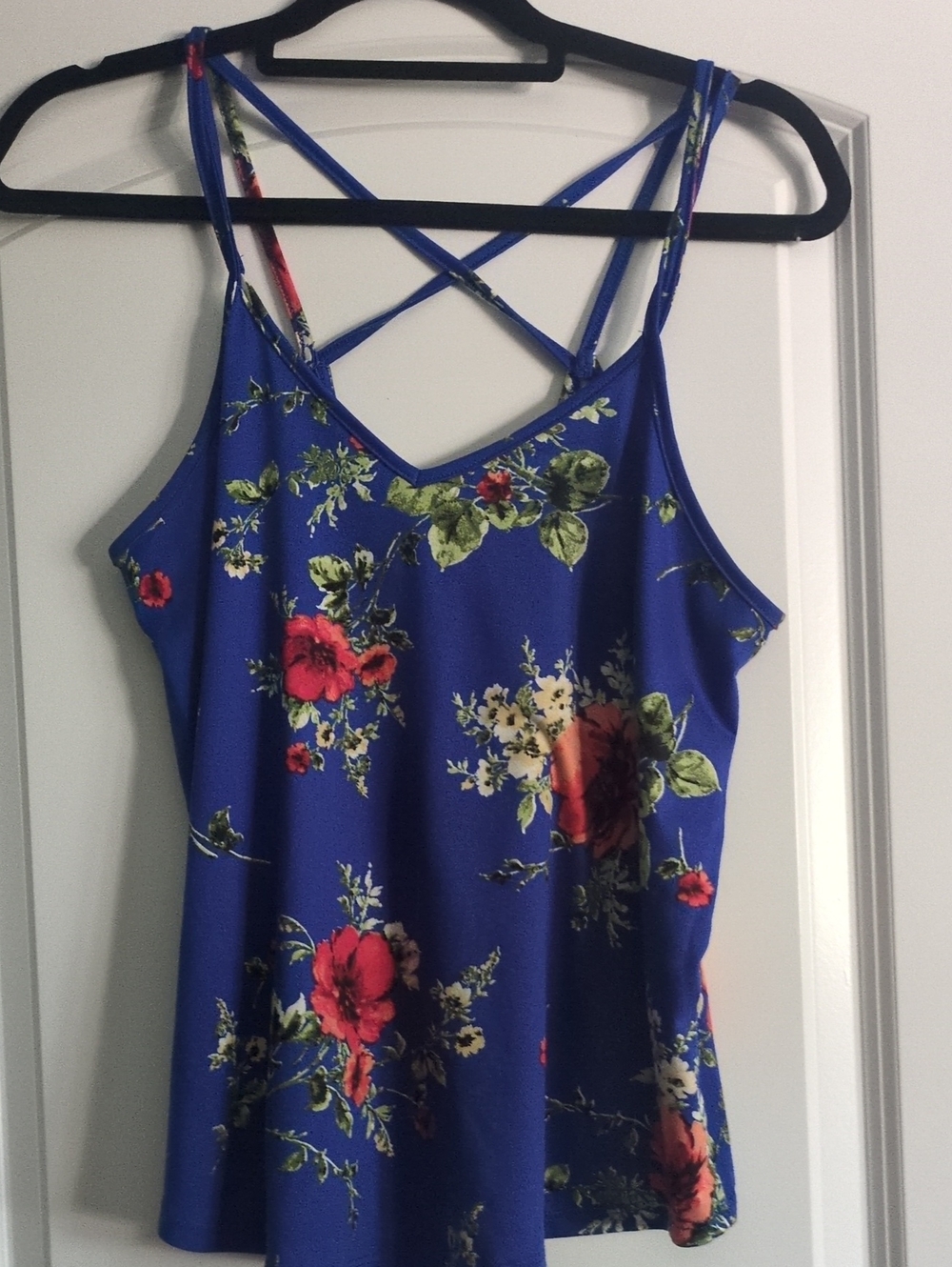Papermoon Royal Blue Floral Strappy Tank Top